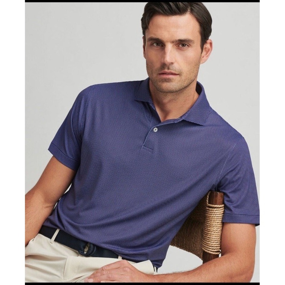 Peter Millar Grovewood 100% Cotton Polo Mens Size 2xl Navy MF13k04 Geo New
